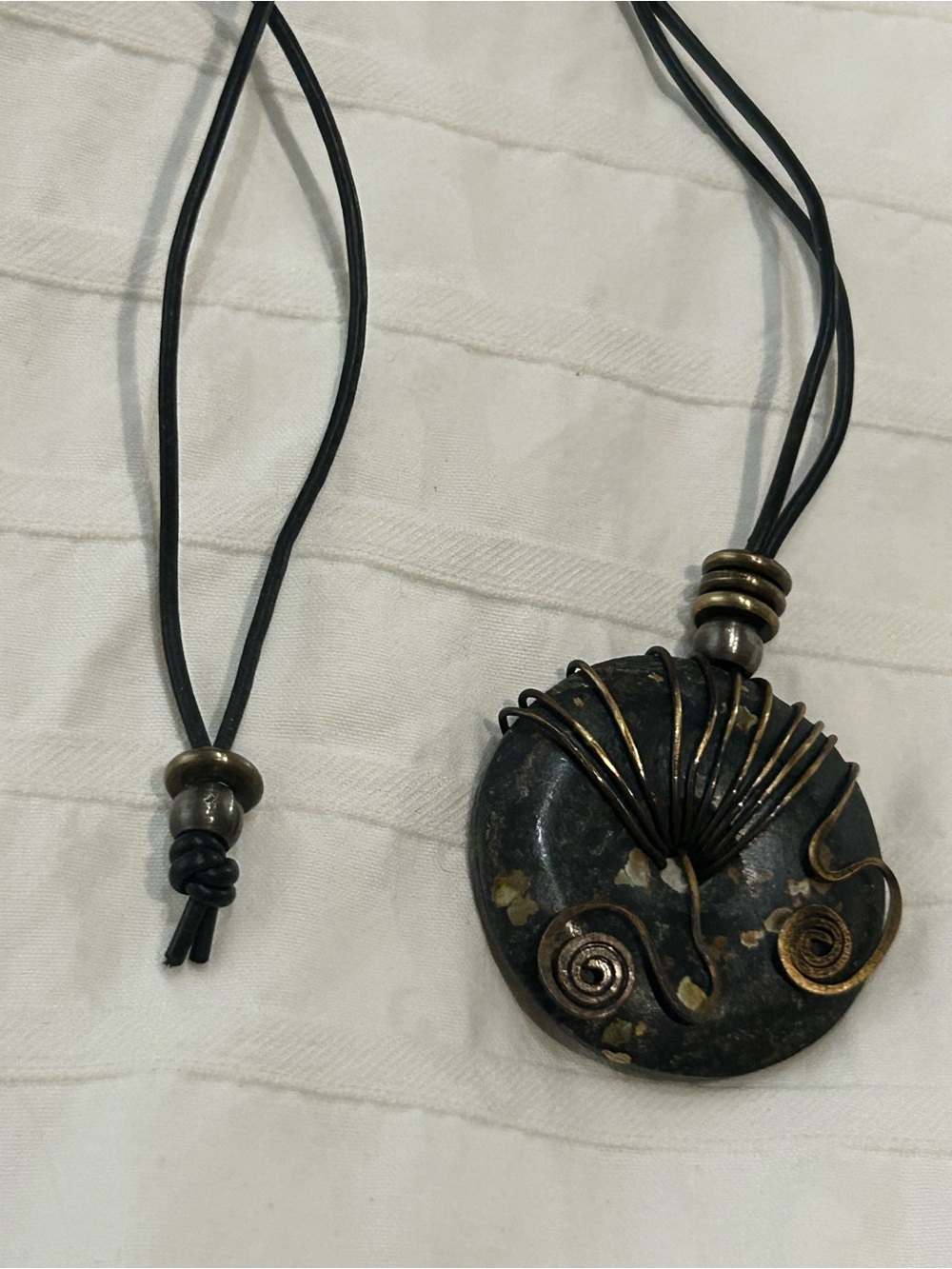 wire wrapped stone pendant necklace